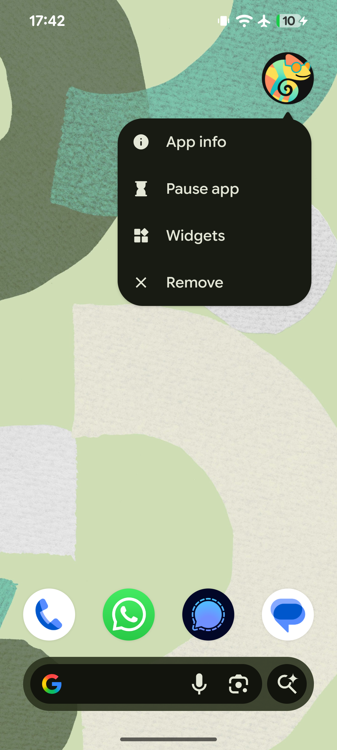 Long press the app to add widget