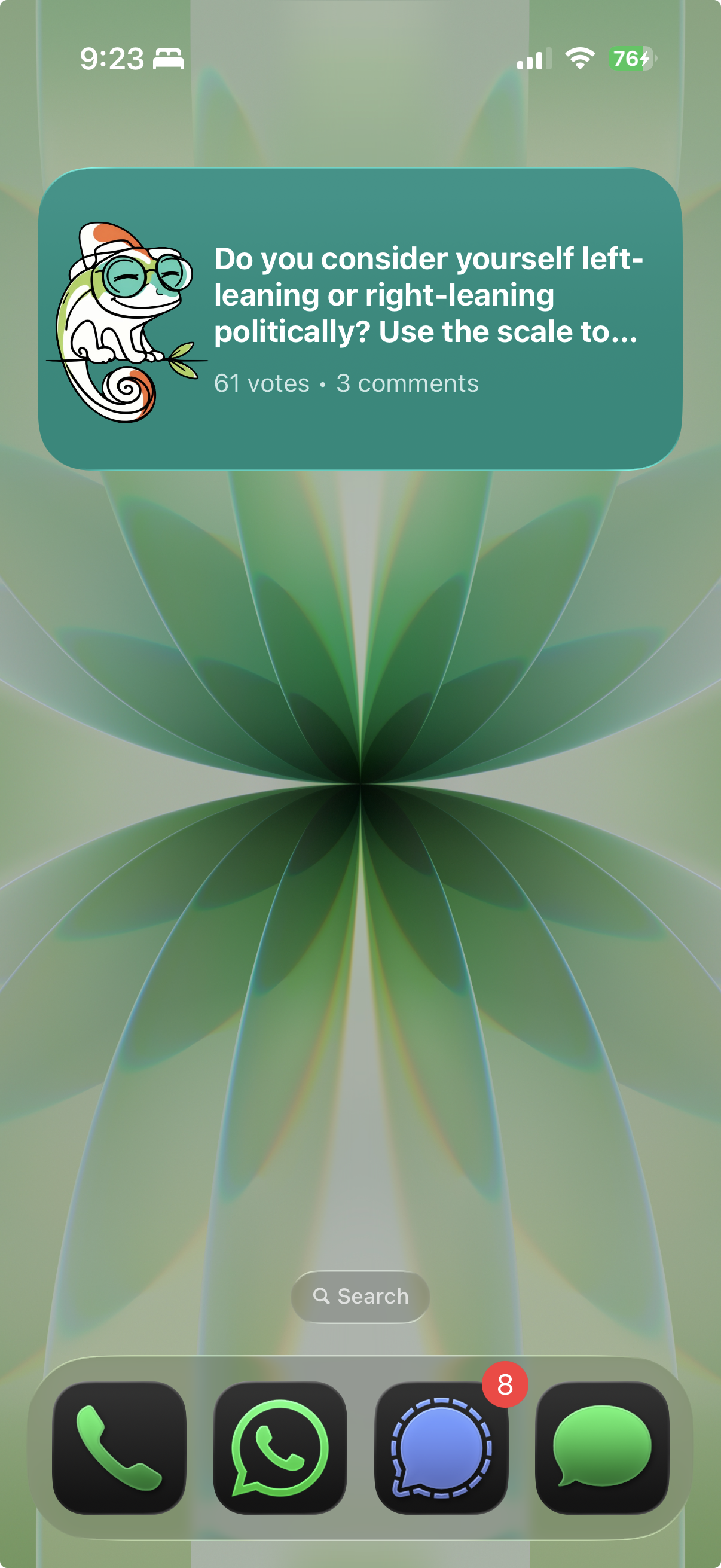 Home screen widget placed